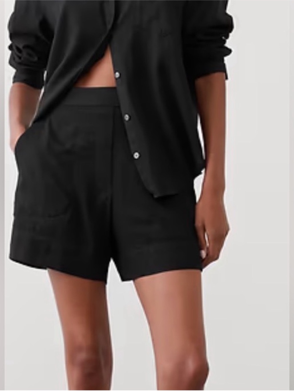 Banana Republic Black High-Waist Tailored Shorts